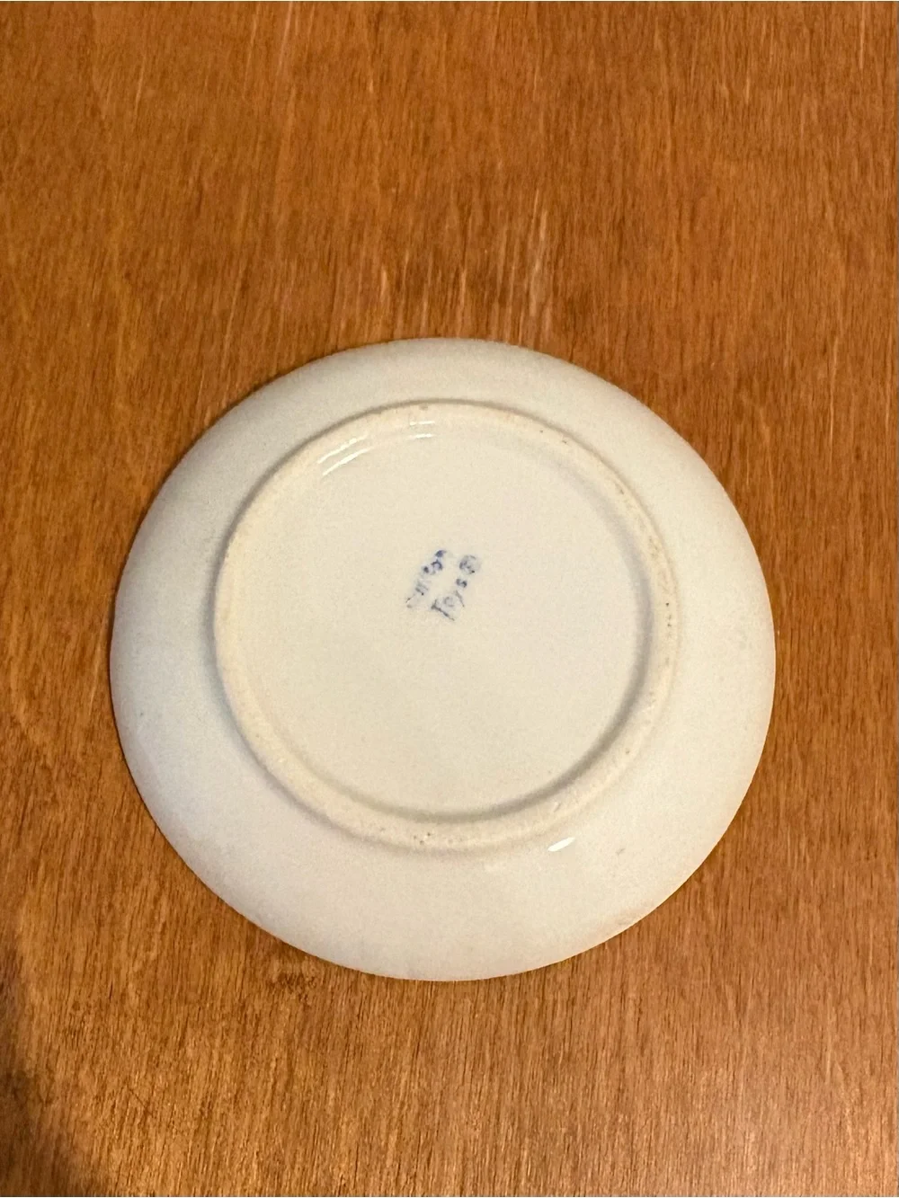Butter Pat White with Blue Floral Accent